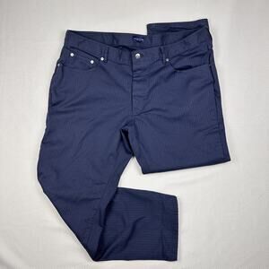 Proper Cloth Pants Mens 42x28 Blue Herringbone Button Fly Stretch 5-Pocket